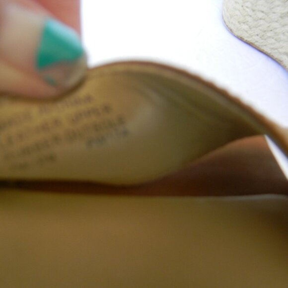 MICHAEL KORS JILL NATURAL TAN LEATHER ANKLE STRAP WEGE ESPADRILLE HEELS SZ 7M - Picture 6 of 6